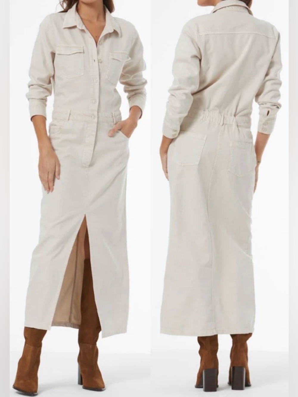 YFB Benson Denim Dress Ecru Cream Size Large